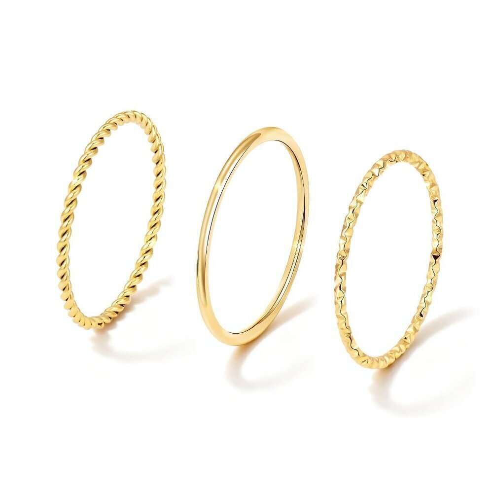Dainty 14K Gold Plated Stackable Rings Minimal Elegant Thin Bands Set